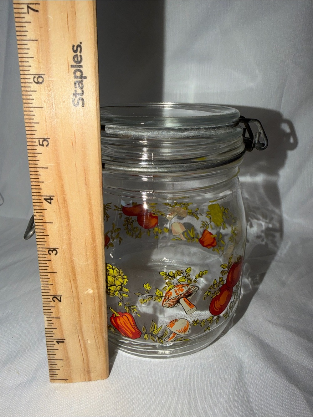 Vintage Arcoroc France Glass Canister Vegetable Garden Tomato Mushroom - Picture 9 of 12